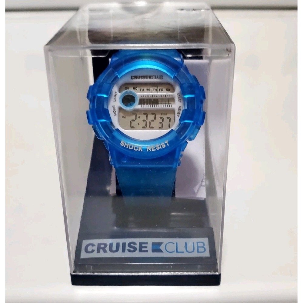 Cruise Club◇Blue Digital Multi-Function Water Resist. Watch Adjustable Band◇NEW‎
